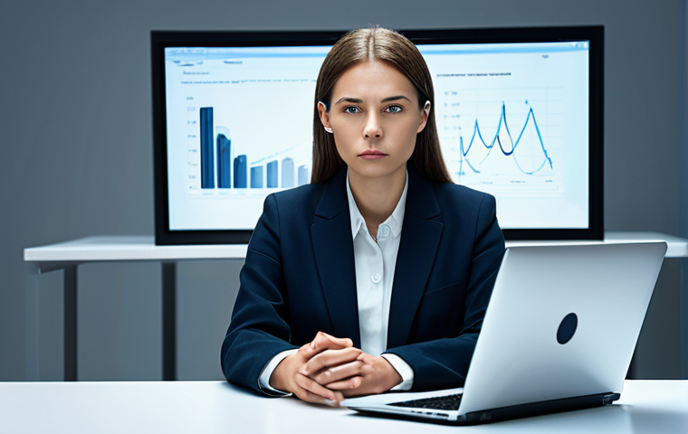A professional, fully clothed businesswoman in a modest business casual blazer, sitting at a modern desk with a subtle glow from a laptop screen. Her expression is thoughtful and vigilant, reflecting awareness of digital threats. Abstract digital lines and soft, diffused light represent the complex cyber landscape in the background, subtly indicating the presence of AI or sophisticated traps. The scene emphasizes modern digital security awareness, with no elements of panic or distress. safe for work, appropriate content, family-friendly, perfect anatomy, correct proportions, natural pose, well-formed hands, proper finger count, natural body proportions, professional photography, high quality, soft studio lighting.
