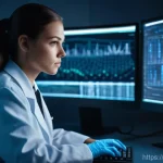 디지털 포렌식 분석 방법 - **"Digital Forensics: Data Recovery in a High-Tech Lab"**
    A highly detailed, realistic image of ...