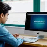 키로거 공격 원리 및 예방책 - **Prompt:** A young adult, around 20-25 years old, sits at a clean, modern desk, illuminated by the ...